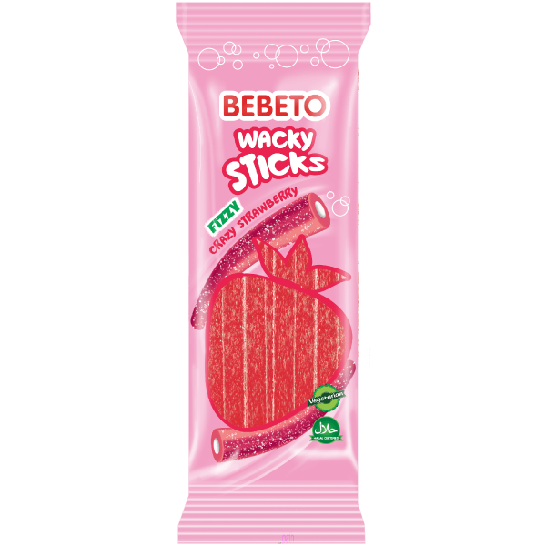 K P Bebeto Wacky Sticks Fizzy Strawberry G Hos Coopers Candy