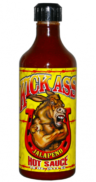 Ass kickin hot sauce in a wooden crate