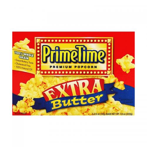 Köp Primetime Popcorn Extra Butter 3-pack hos Coopers Candy