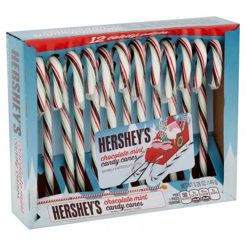 Köp Hersheys Chocolate Mint Candy Canes 149gram hos Coopers Candy