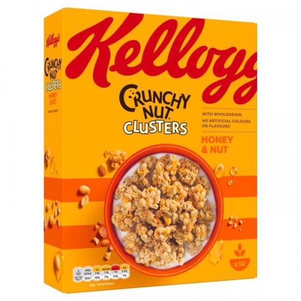 Kop Kelloggs Crunchy Nut Honey Nut Clusters Cereal 450g Hos Coopers Candy