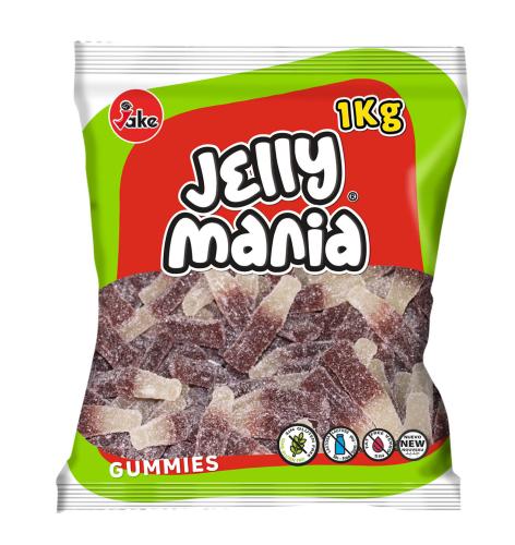 Jake Jelly Mania Sour Cola Bottles 1kg Coopers Candy