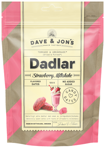 Dave & Jons Dadlar Strawberry Milkshake 125g Coopers Candy