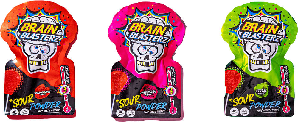 Brain Blasterz Sour Powder and Lollipop