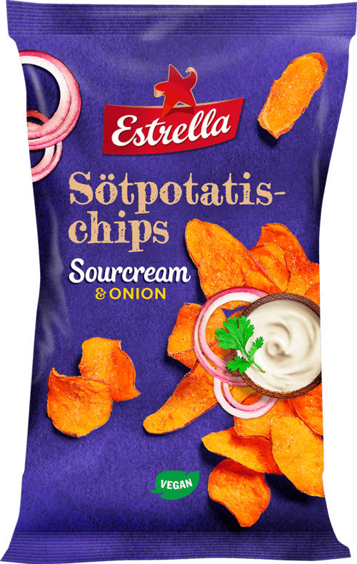 Estrella Sötpotatischips Sourcream & Onion 90g