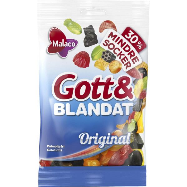 Malaco Gott & Blandat Original mindre socker 140g