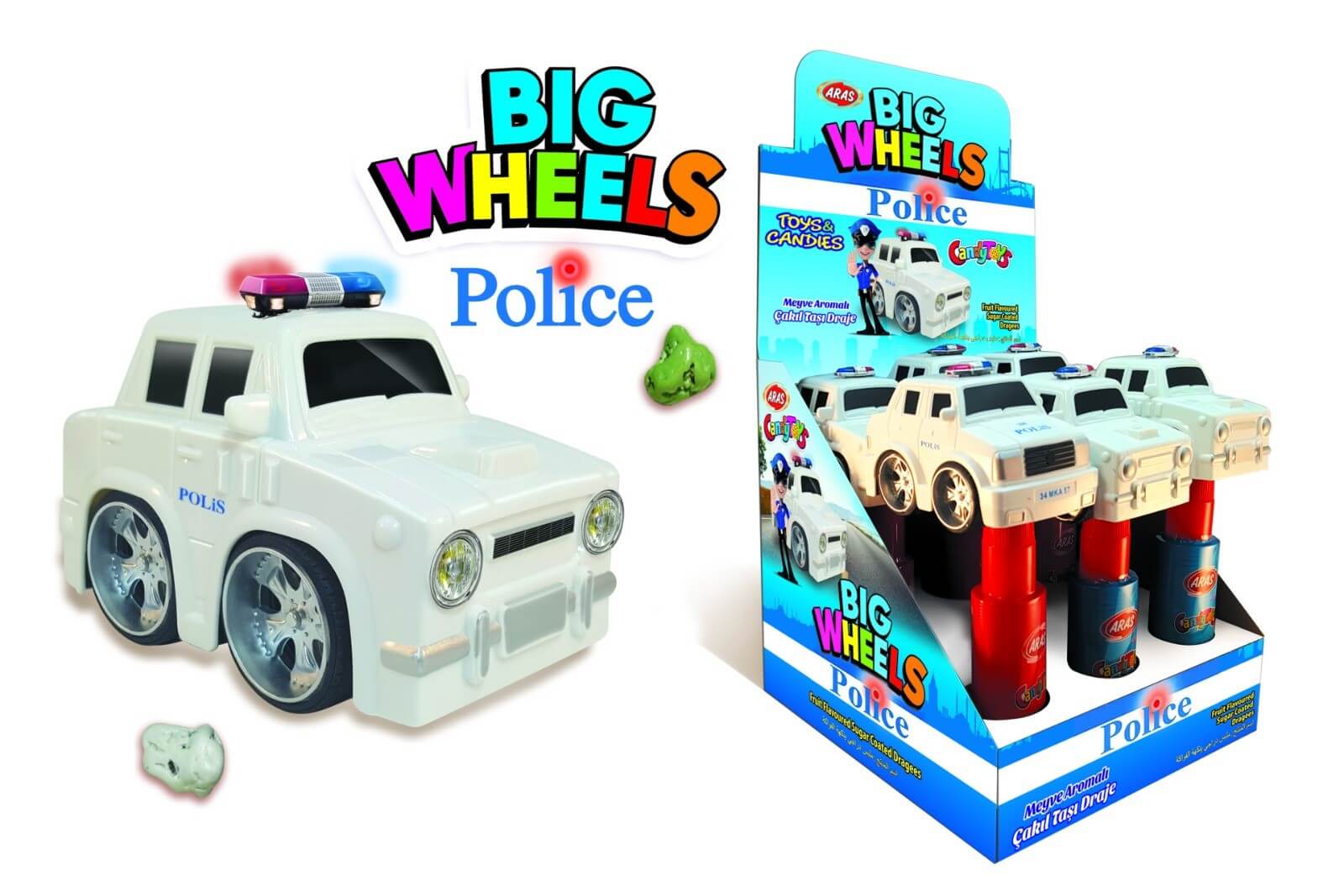 Big Wheels Police Leksak Med Godis