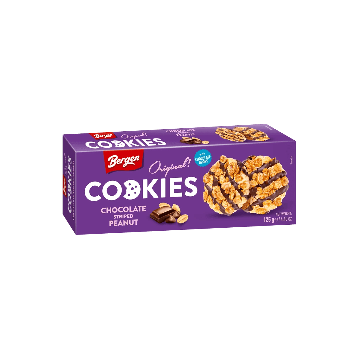 Bergen Chocolate Striped Peanut Cookies 125g
