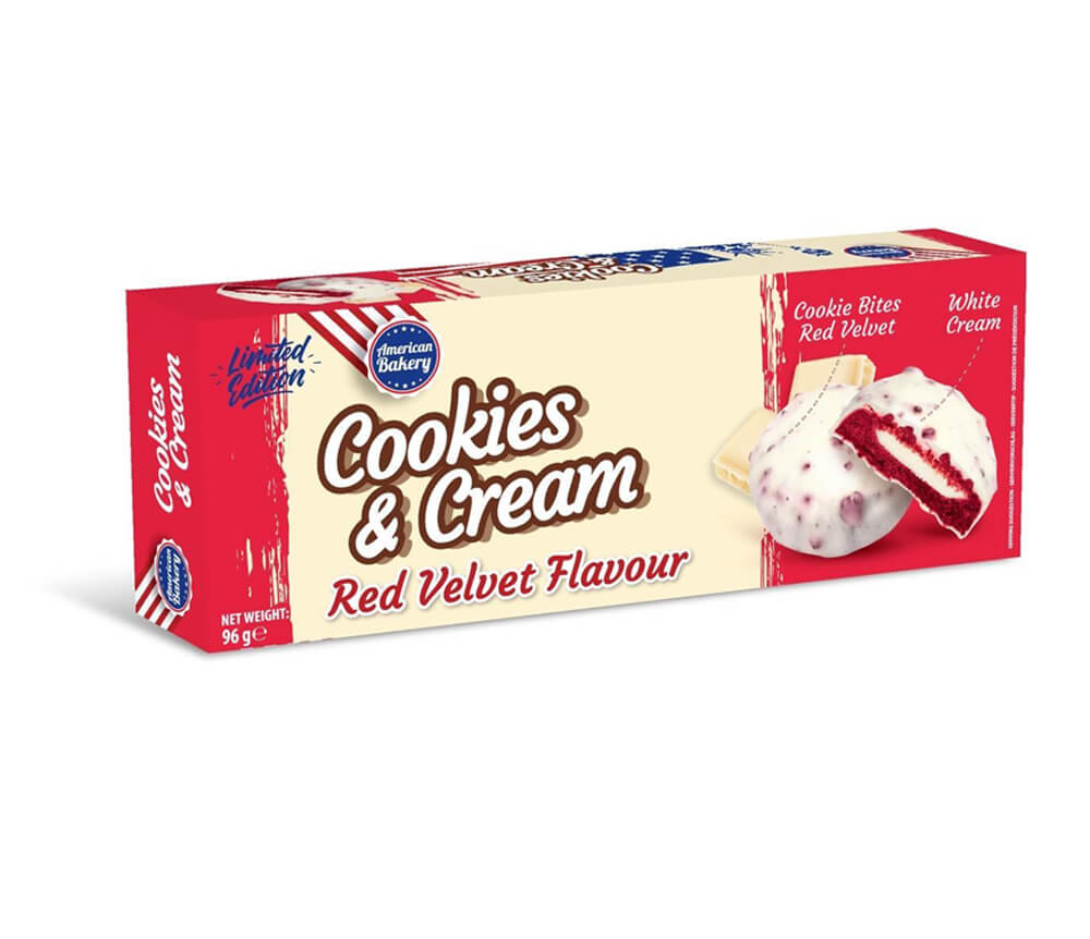 Läs mer om American Bakery Cookies & Cream Red Velvet 96g