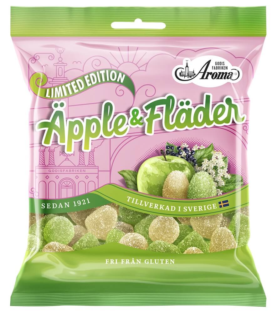 Läs mer om Aroma Gelehallon Äpple & Fläder 80g