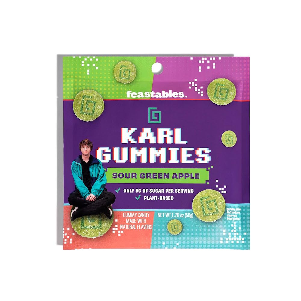 Läs mer om Feastables Karl Gummies - Sour Green Apple 50g