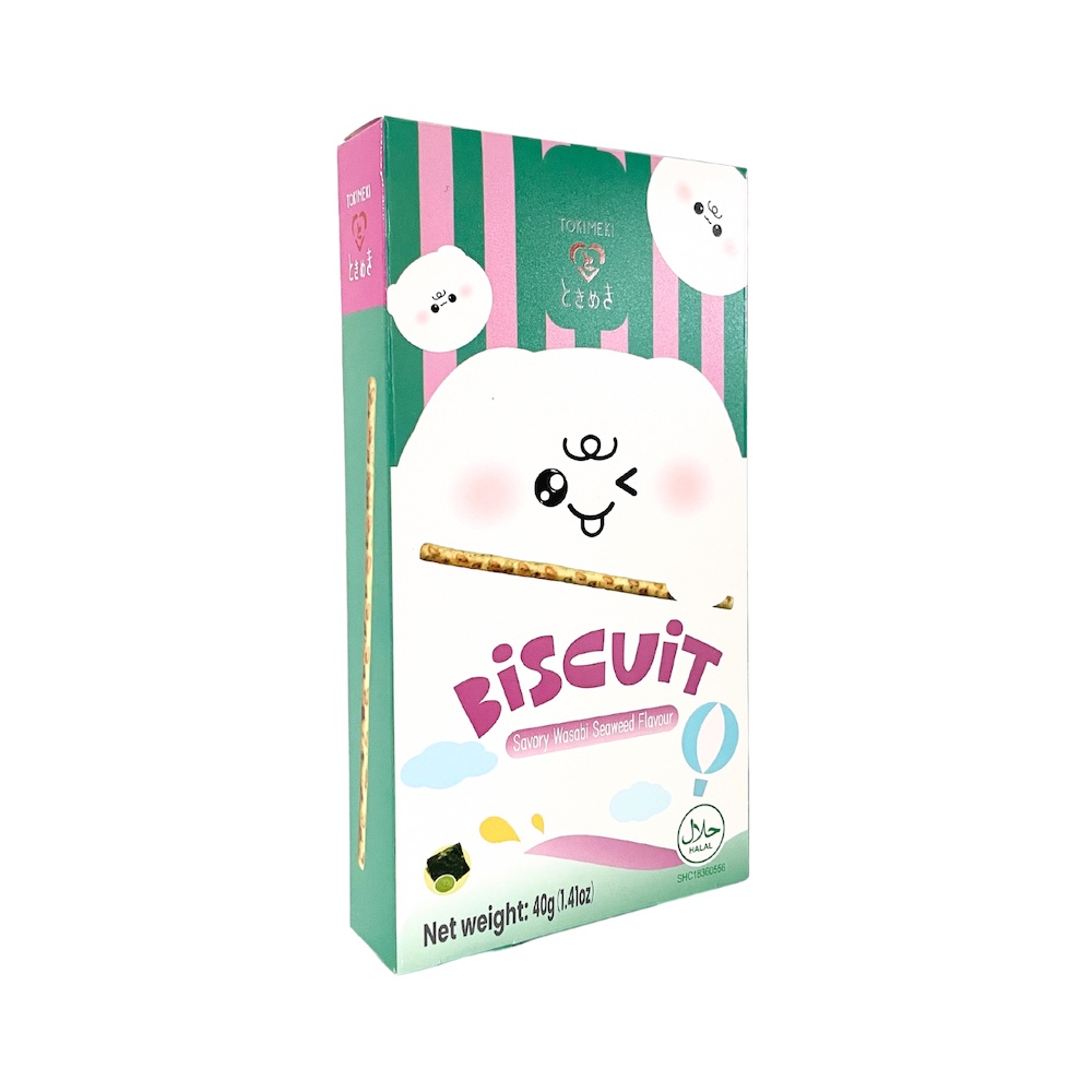 Läs mer om Tokimeki Biscuit Stick - Savoury Wasabi Seaweed Flavour 40g