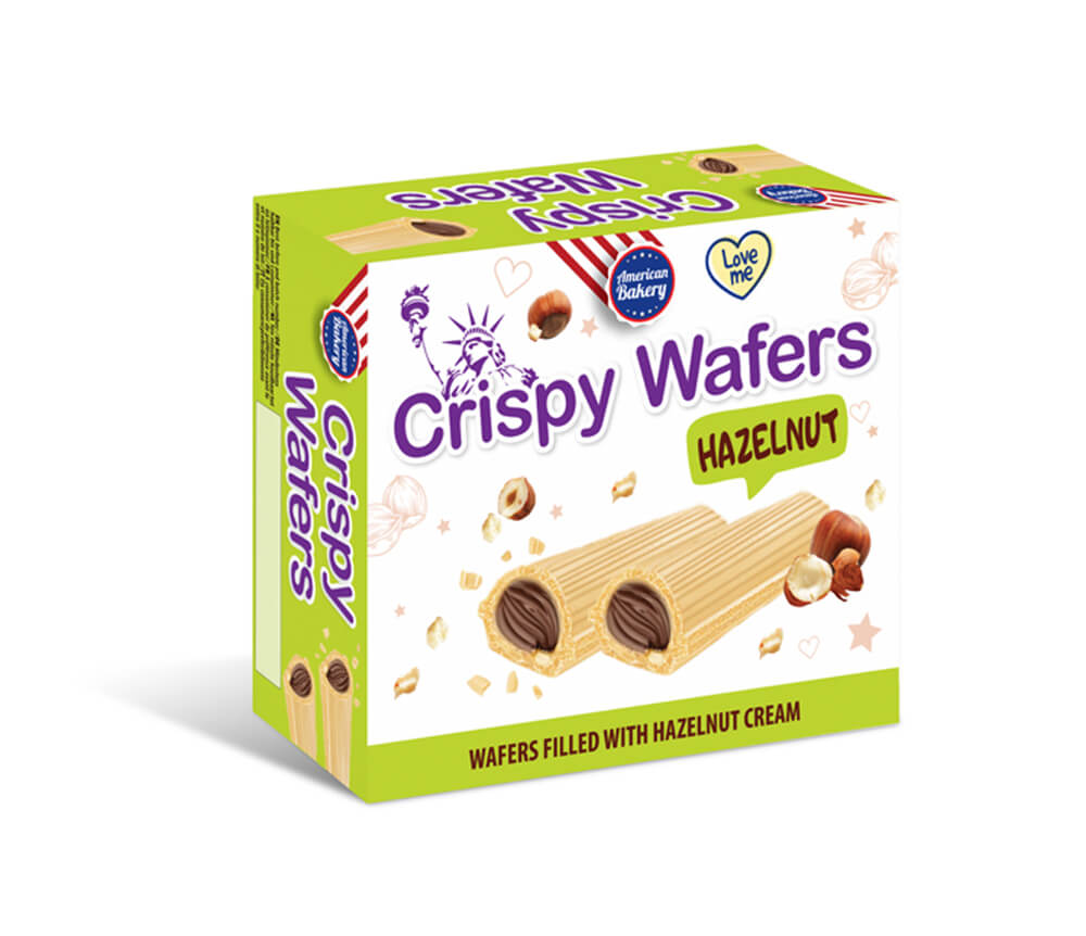 Läs mer om American Bakery Crispy Wafers - Hazelnut 180g