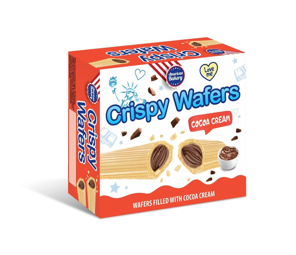 Läs mer om American Bakery Crispy Wafers - Cocoa Cream 180g